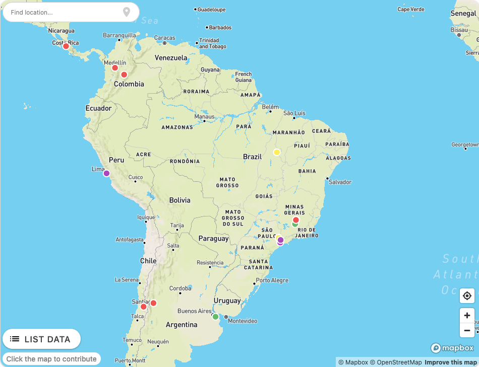 Mapa de usuários Meshtastic no Brasil